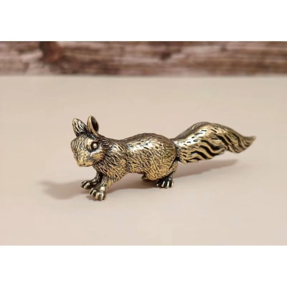 Brass Squirrel Figure Vintage Style Miniature New